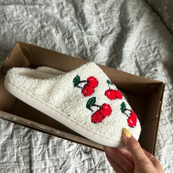 Cozy Cherry Embroidered Slippers - Picture 8 of 11